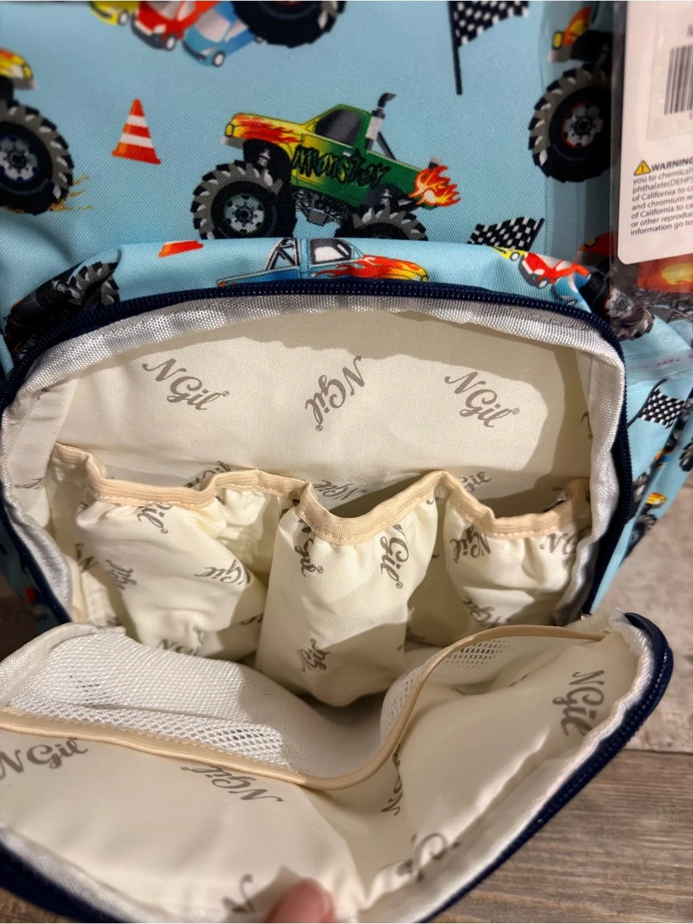 NWT Baby boy truck Large Capacity Diaper Bag Backpack insulated bottle pocket